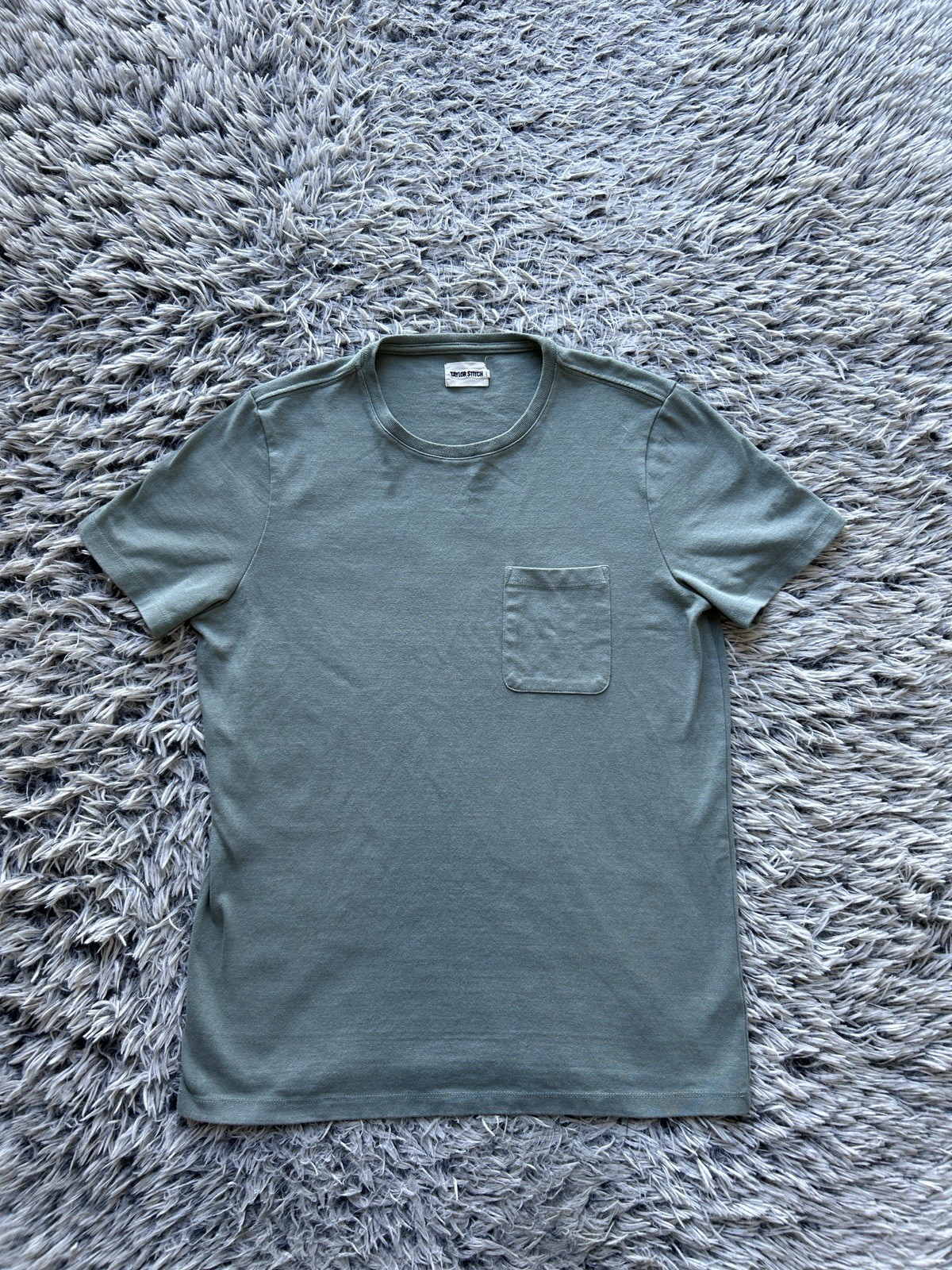 Taylor Stitch Shirt Mens Medium Green Heavy Bag Pocket Tee Short Sleeve Crewneck gallery
