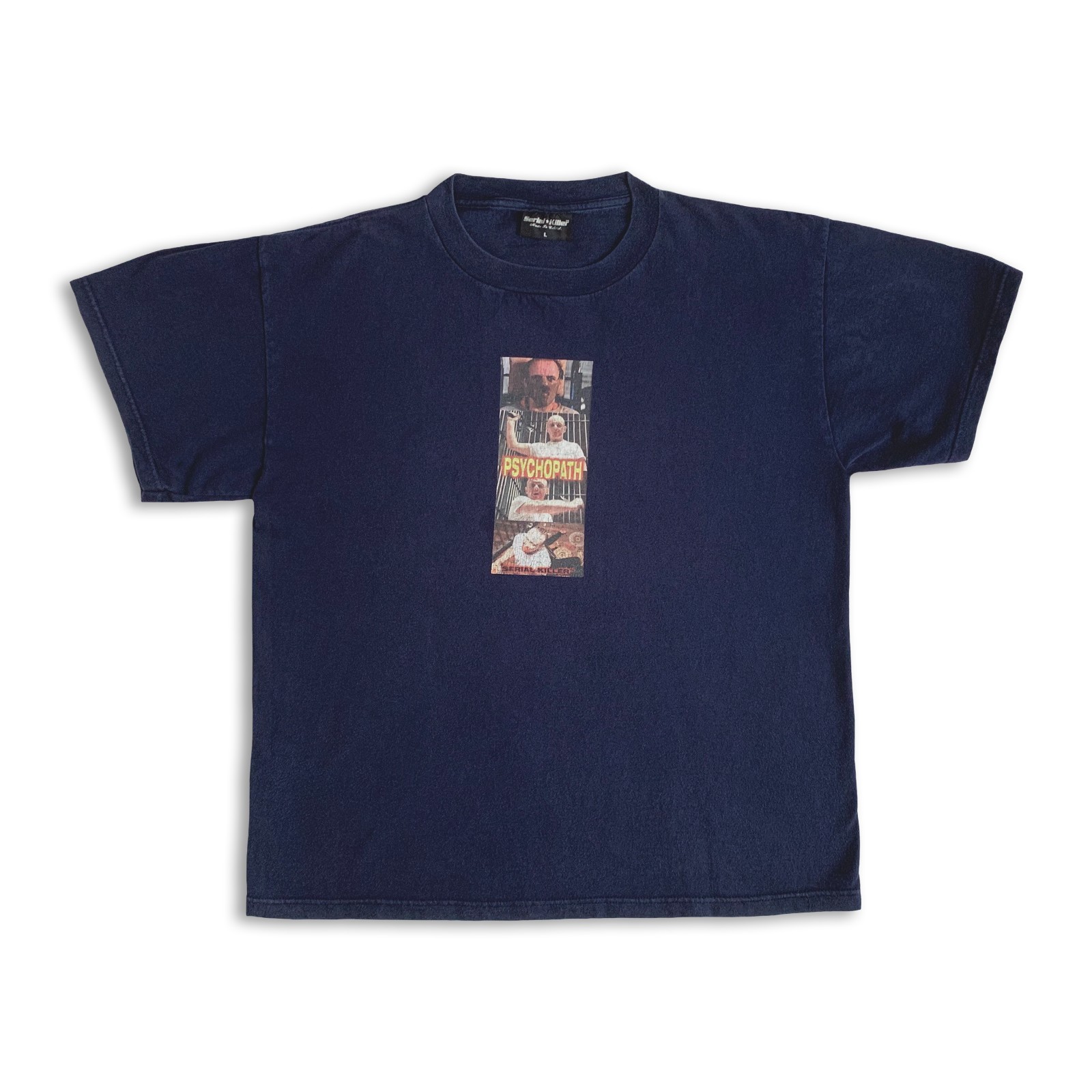 90s SERIAL KILLER T shirt Tee Psychopath Vintage Navy Hannibal Made in USA / L