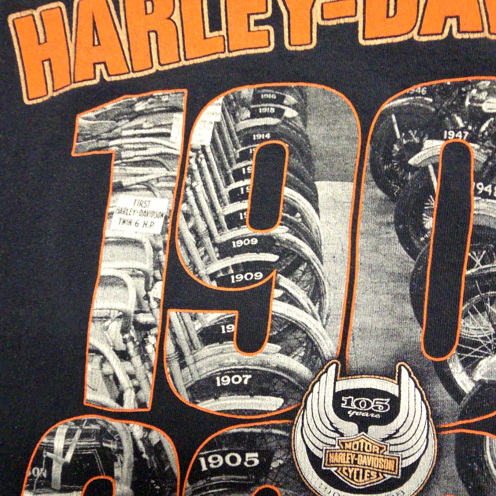 Harley Davidson 105th Anniversary Tee Black Graphic Mens XL Motorcycl Shirt 2008 gallery