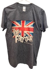 Fab Four Ultimate Tribute Gray Medium Shirt Beatles Cotton Union Jack – SIGNED