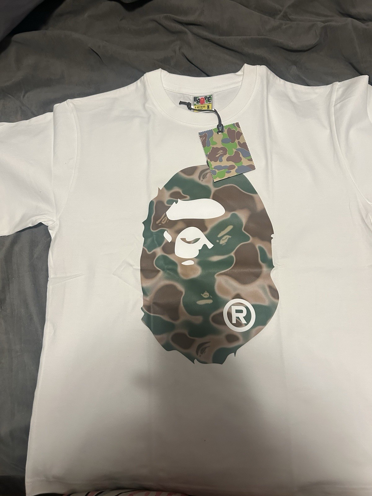 A Bathing Ape BAPE Black Ape Head Camo Logo Graphic Crew Neck T-Shirt Men's M gallery