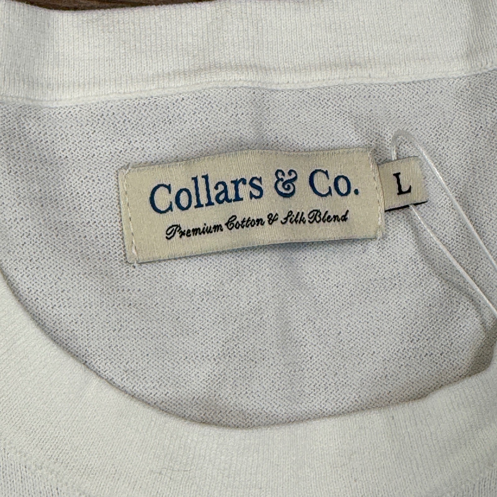 Collars & Co Mens Size Large Maranello Mid-Weight Cotton & Silk Tee White NEW gallery