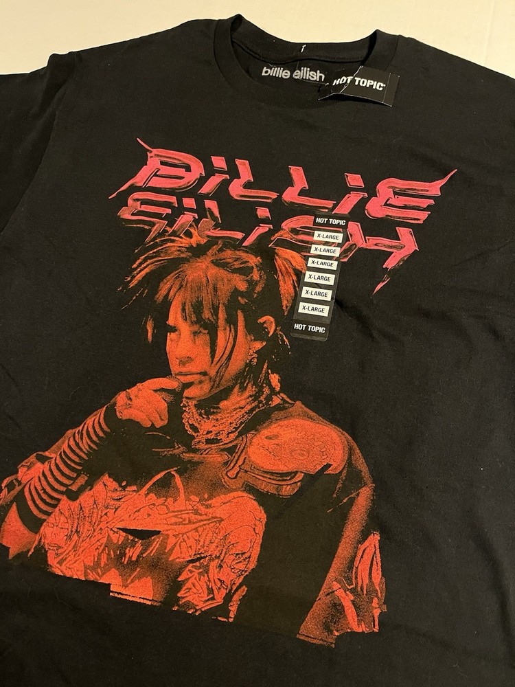 NWT Billie Eilish Short Sleeve Black T-Shirt XL Hot Topic Music Tour Concert NEW