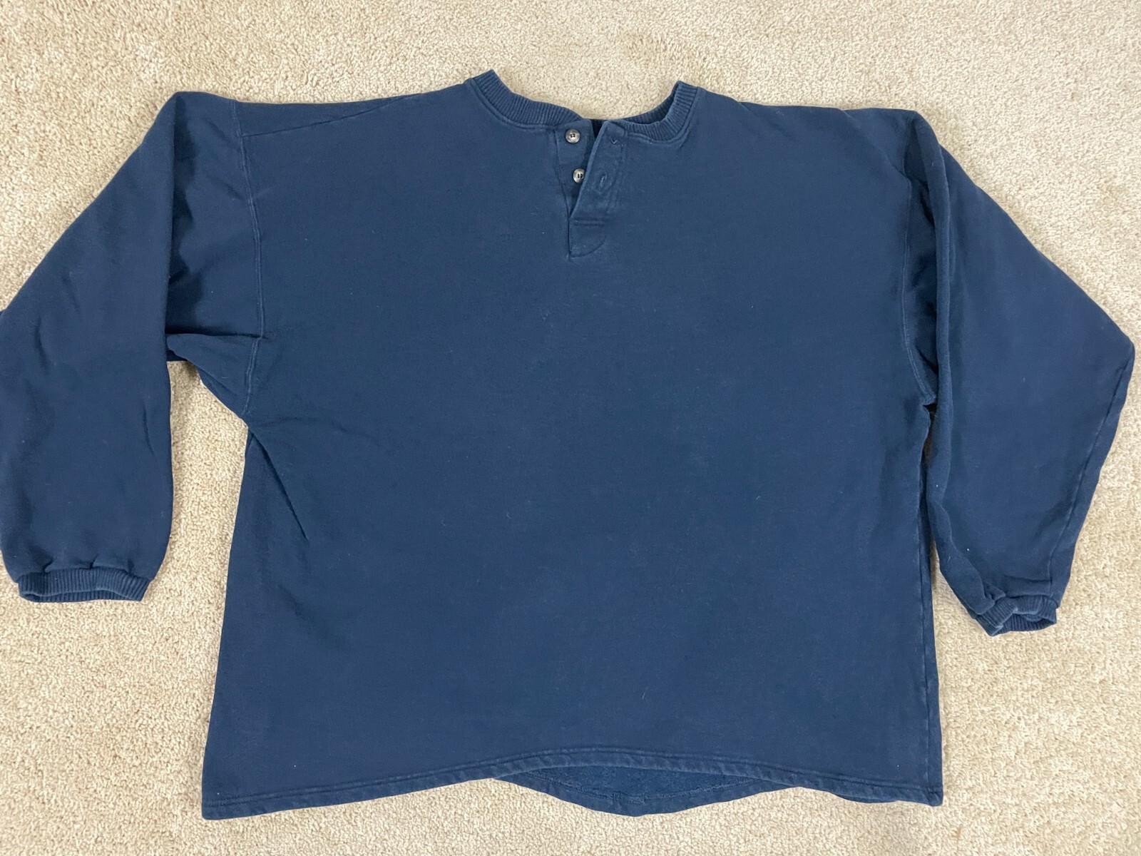 Champion Pullover Henley T-Shirt Mens XLBT Regular Fit Ribbed Cuff Sleeve Blue gallery