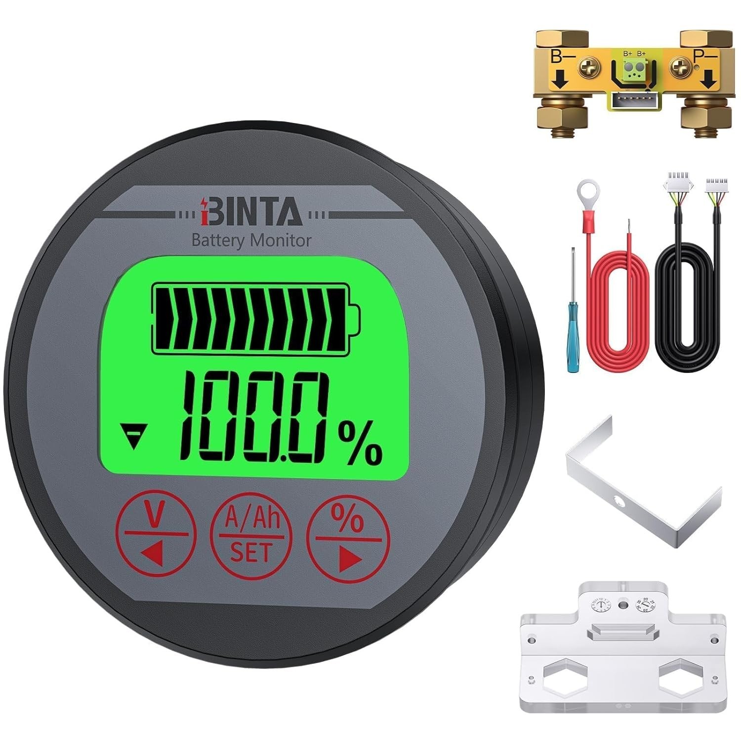 BINTA Battery Monitor with Shunt 8-120V 0-500A Voltmeter Ammeter, Voltage Cur…