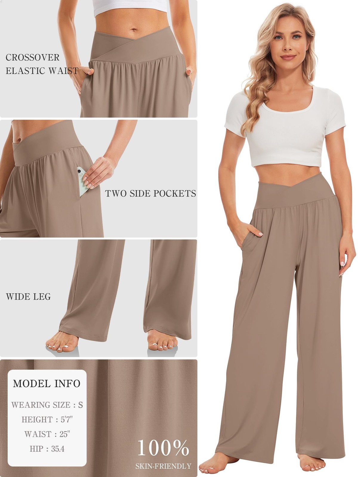 Womens Wide Leg Pants Plus Size High Waist Yoga Sweatpants Casual Loose Loung... gallery