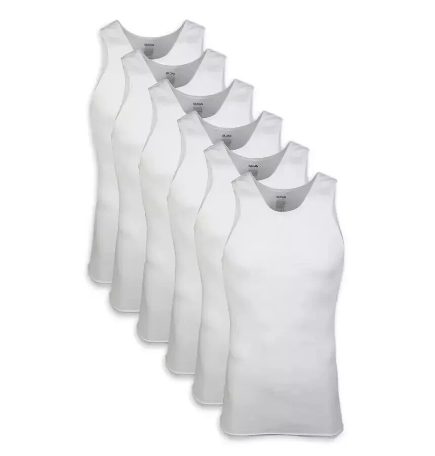 Gildan Men's Crew Neck T-Shirts, 6 Pack, White Tees, 100% Cotton gallery