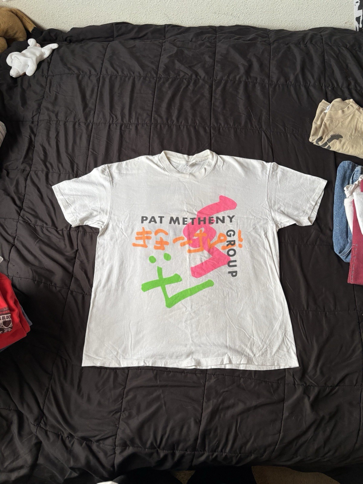 Vintage Single Stitch Pat Methany Group 80s Graphic Tee Size XL White Made in US