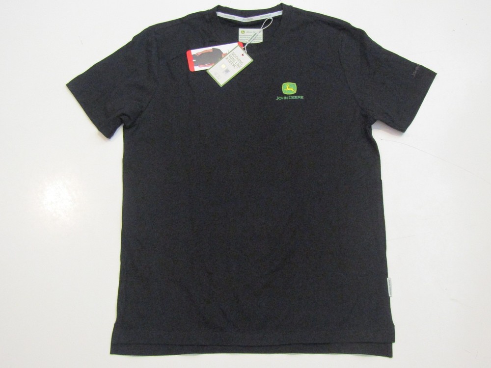 NWT Mens JOHN DEERE Black Embroidered Graphic Logo Short Sleeve T-Shirt Large L