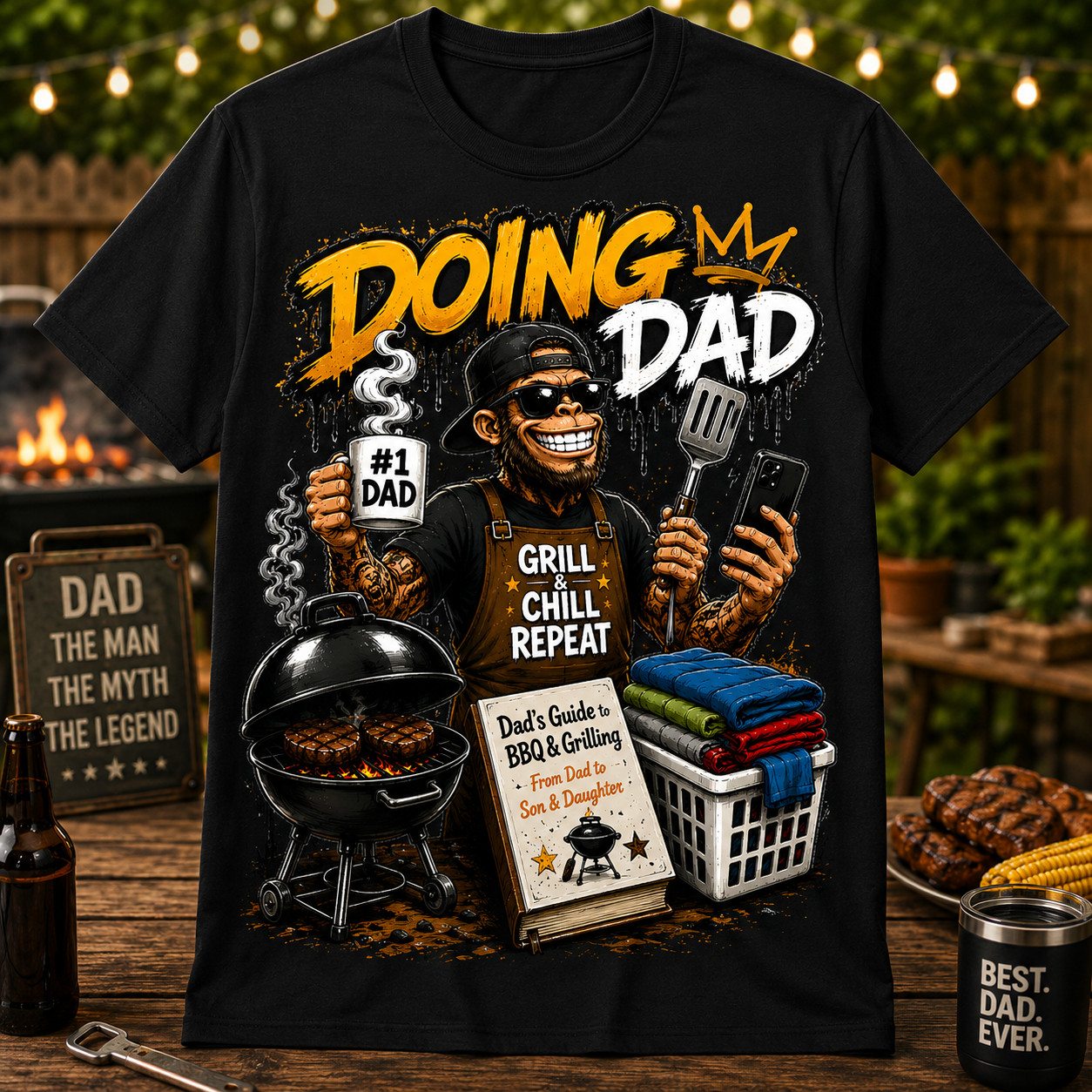 Fathers Day Men’s Big Tall Tee Shirt Funny Hip Hop BEAST on the BBQ Grill