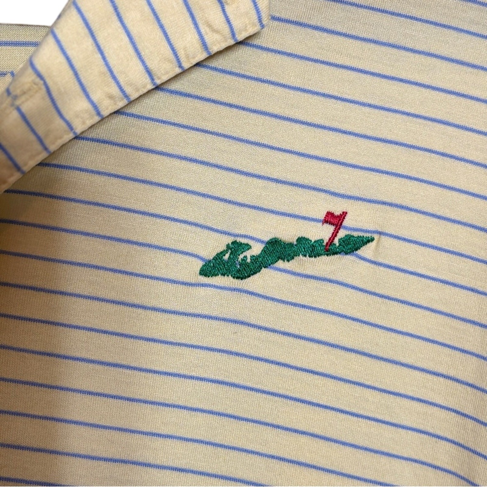 Peter Millar Vintage Tag Yellow Striped Polo Shirt with Textured Fabric XXL gallery