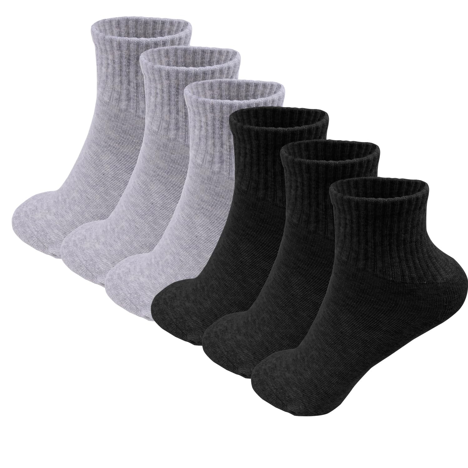 6 Pack-Men’s Lightweight Athletic Compression Quarter Ankle Low Cut Cotton So…