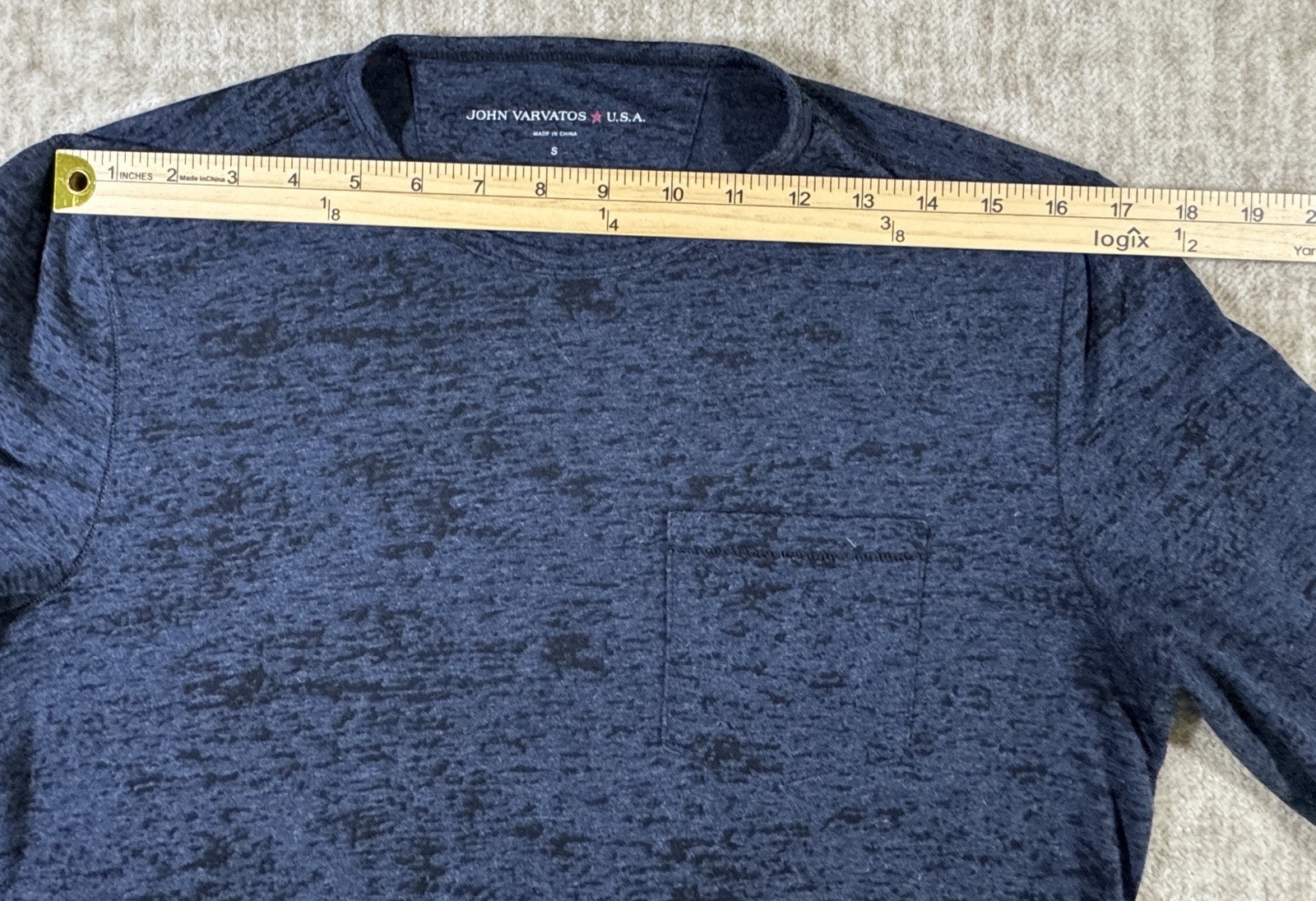 John Varvatos Mens Blue and Black Lightweight Long Sleeve Tee Shirt Size S gallery