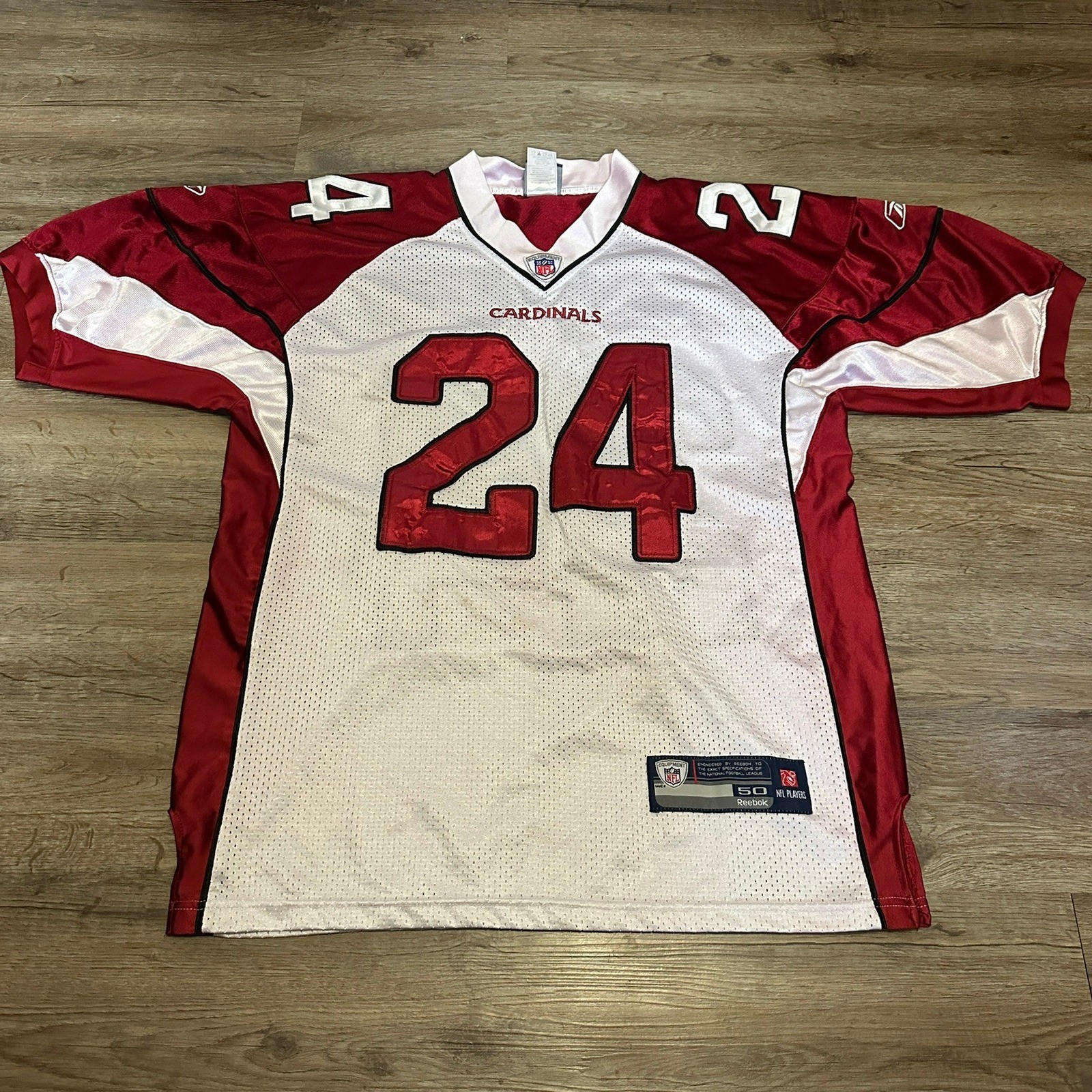 Reebok NFL Arizona Cardinals Adrian Wilson 24 Stitched Jersey Mens L White Red gallery