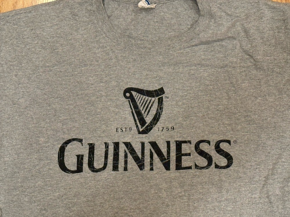 Guinness Beer Vintage Harp Light Gray T-Shirt Mens XL Extra large