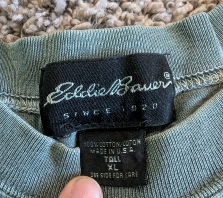 Eddie Bauer Vintage Tall XL Green Logo Graphic Crew T-Shirt gallery