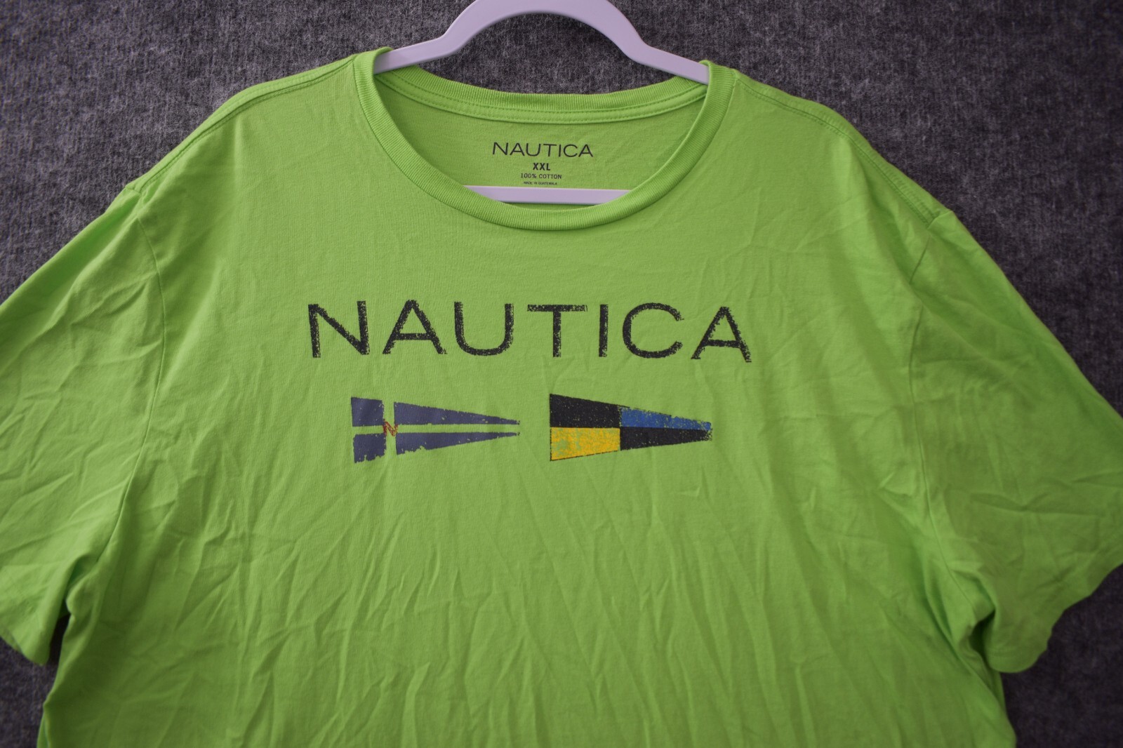 Nautica Shirt 2XL Green Blue Flags Graphic Cotton Sailing Competition Nautical gallery