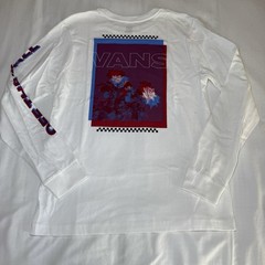 Men’s Vans Classic Long Sleeve White Classic Fit Cotton T-Shirt Large Flowers