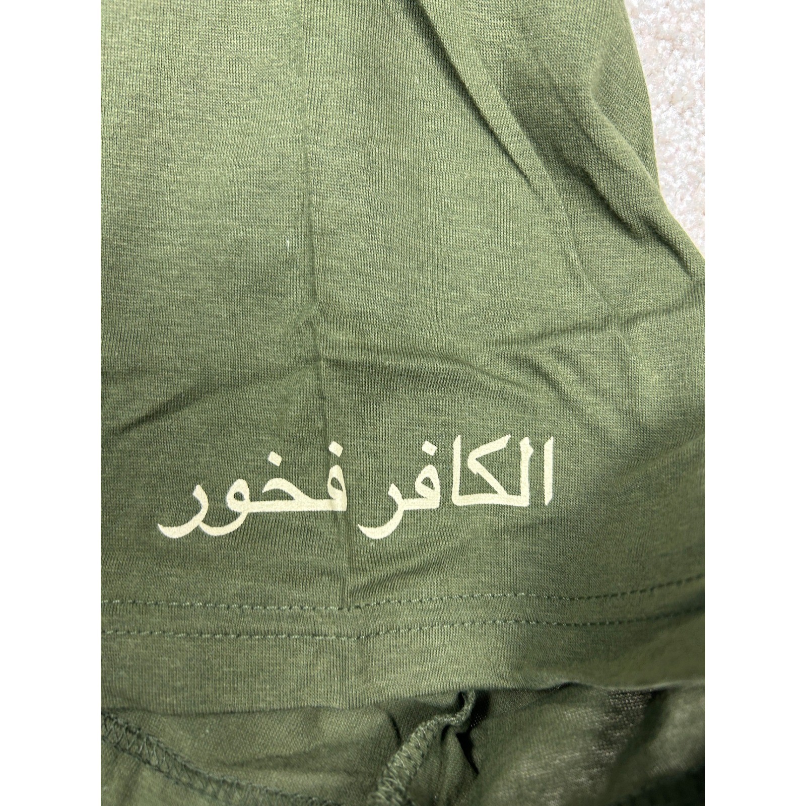 Rothco Mens Proud Infidel Graphic T-Shirt Olive Drab Arabic Script Size XL gallery