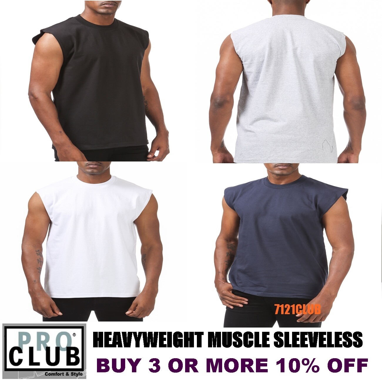PRO CLUB SLEEVELESS T SHIRTS MENS HEAVYWEIGHT MUSCLE TANK TOP BIG AND TALL M-7XL gallery