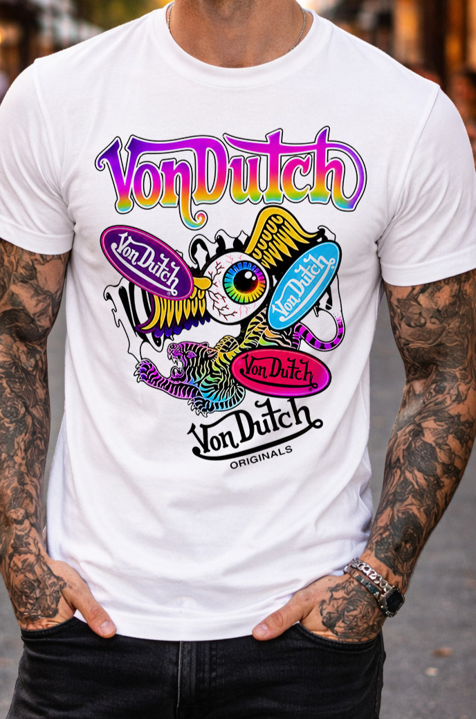 Von Dutch T-Shirt Legendary Gas Oil Graphic Tee Vintage Style Biker Streetwear gallery