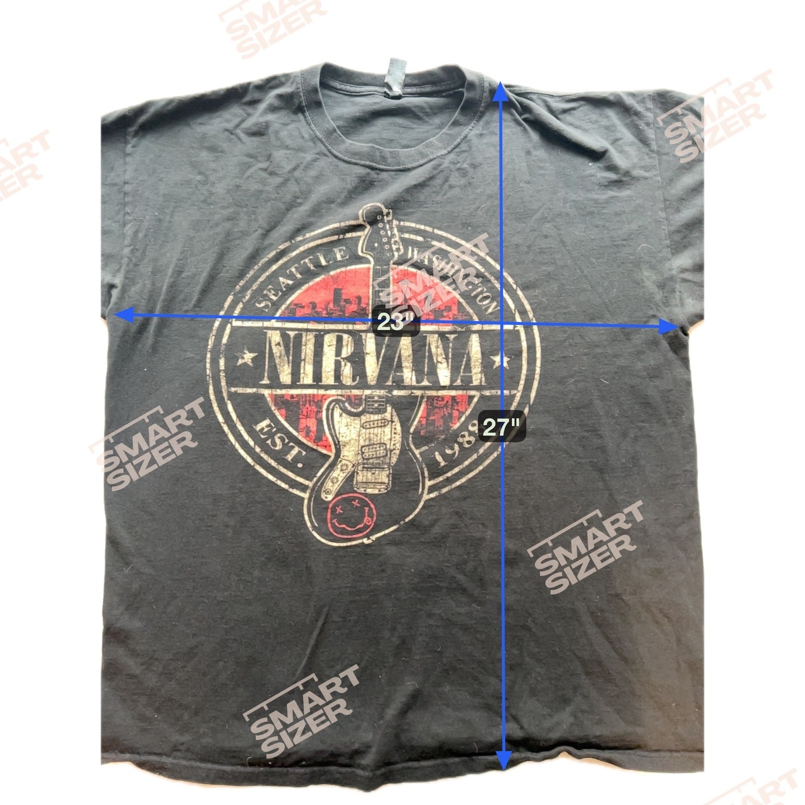 Mens Grunge Band Tee Nirvana Seattle Washington Black Graphic T-Shirt XL AAA gallery