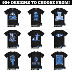 14 University Blue Black Metallic Silver UNC Sneaker T Shirt to Match