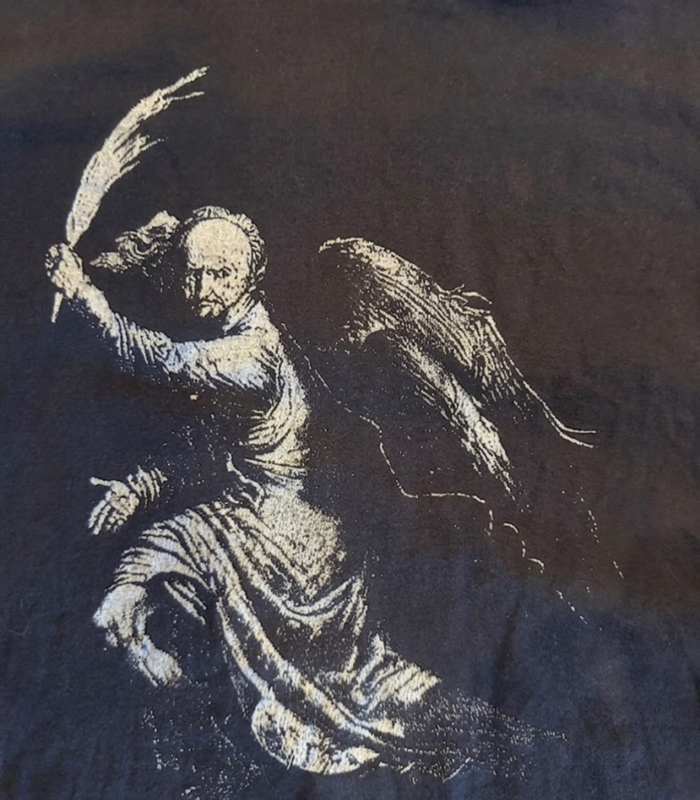 Gothic Fallen Angel Etching Dark Art Graphic T-Shirt Grunge Macabre Occult Men’s