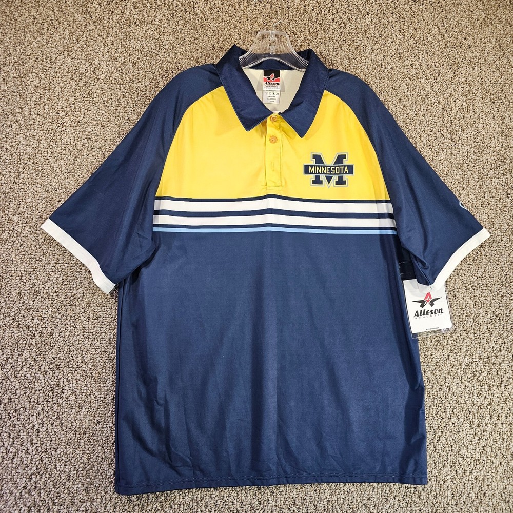 Alleson Athletic Minnesota Wolverines Shirt Mens Large Short Sleeve Polo NEW