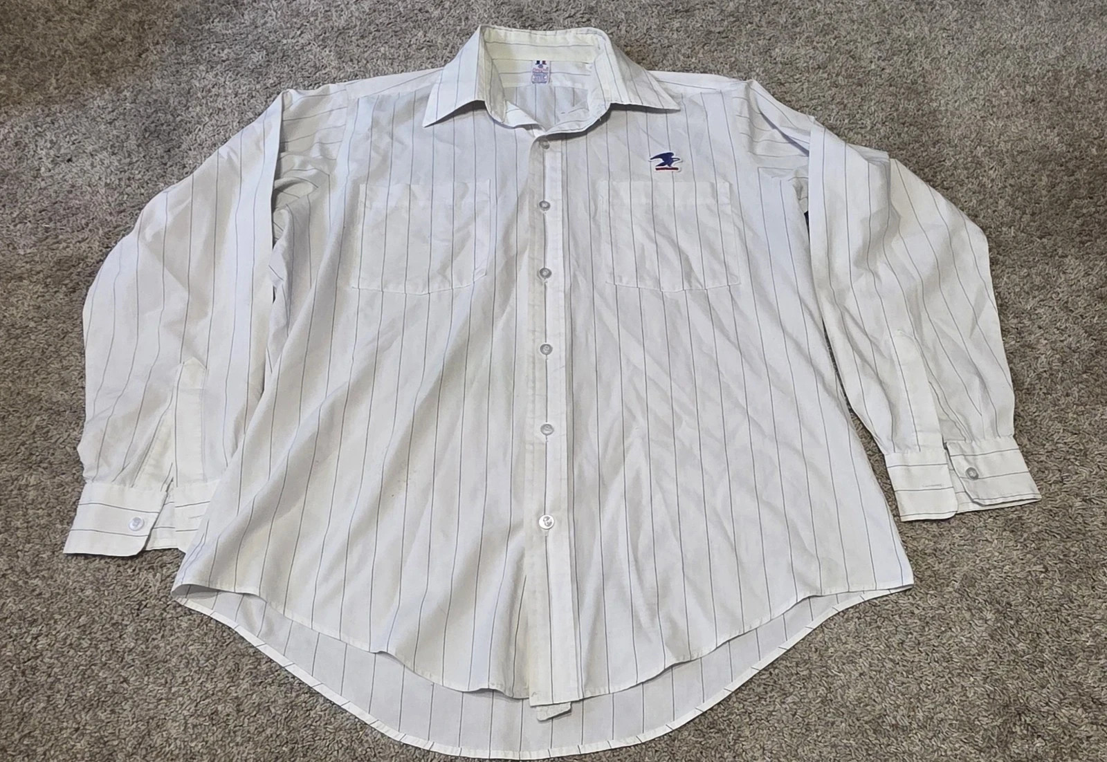 Vtg USPS Postal Service Striped Button Up Long Sleeve Flying Cross Union Made #1