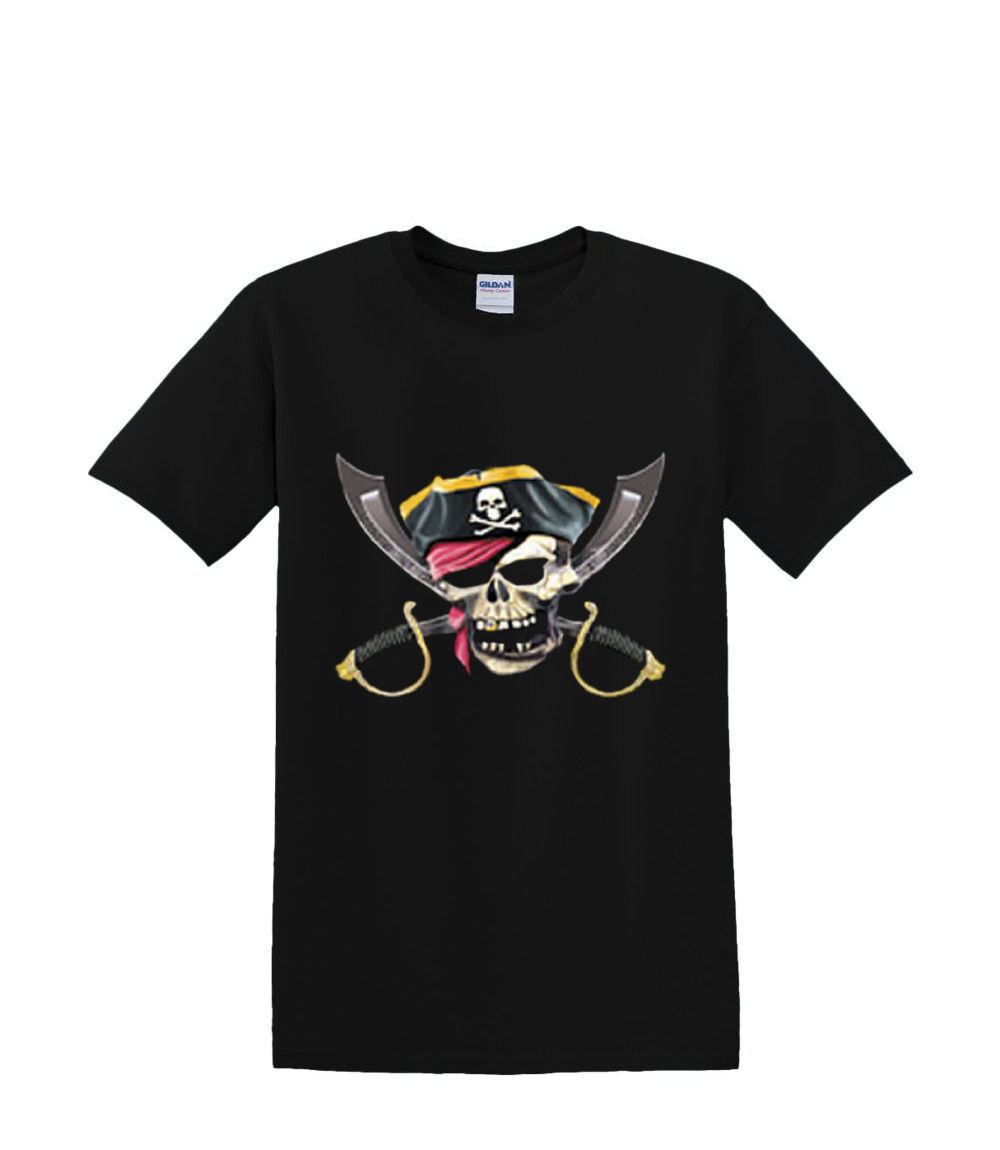 T-Shirt S to 2xl 3xl - PIRATE SKULL SWORDS fun humor adult gallery