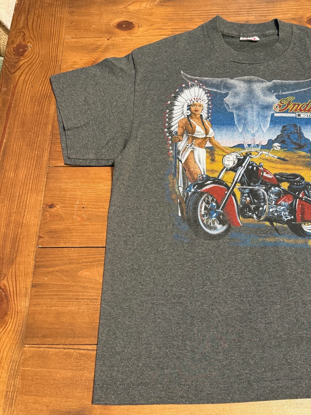 Vintage TeeJays Hef-T Indian Motorcycle Single Stitch T-Shirt Men's XL gallery