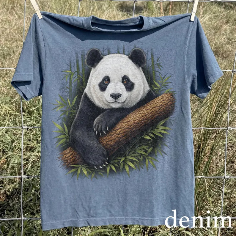 Retro Bamboo Panda Comfort Tee Asian Style Graphic Shirt Men Women gallery