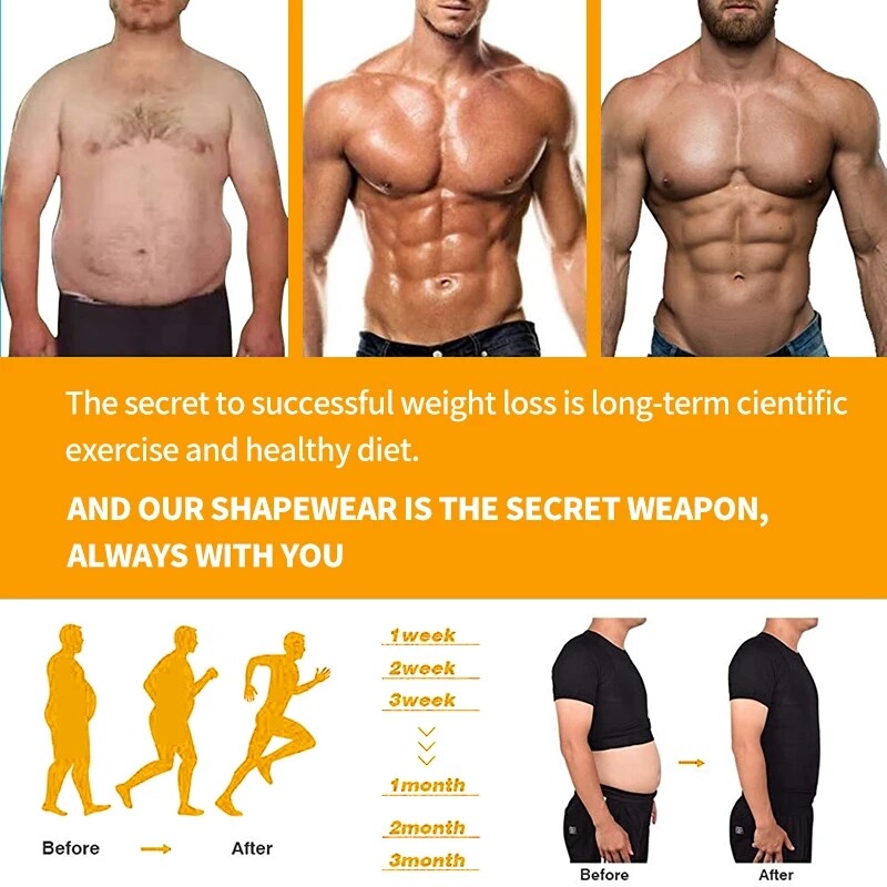 3 Pack Men Body Shaper Slimming Shirts Vest Compression Short Sleeve Shapewear gallery