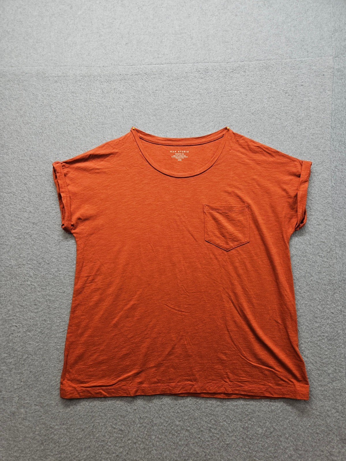 Max Studio Men T Shirt M Burnt Orange Short Sleeve Pocket Moisture Wicking Tee gallery
