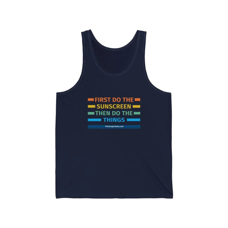 First Do The Sunscreen Funny Mens Summer Beach Tank Top Gift gallery