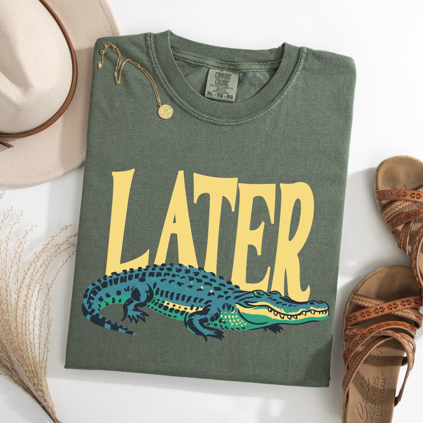 Unisex Alligator T Shirt, Vintage Retro Later Gator Graphic Comfort Colors Tee gallery