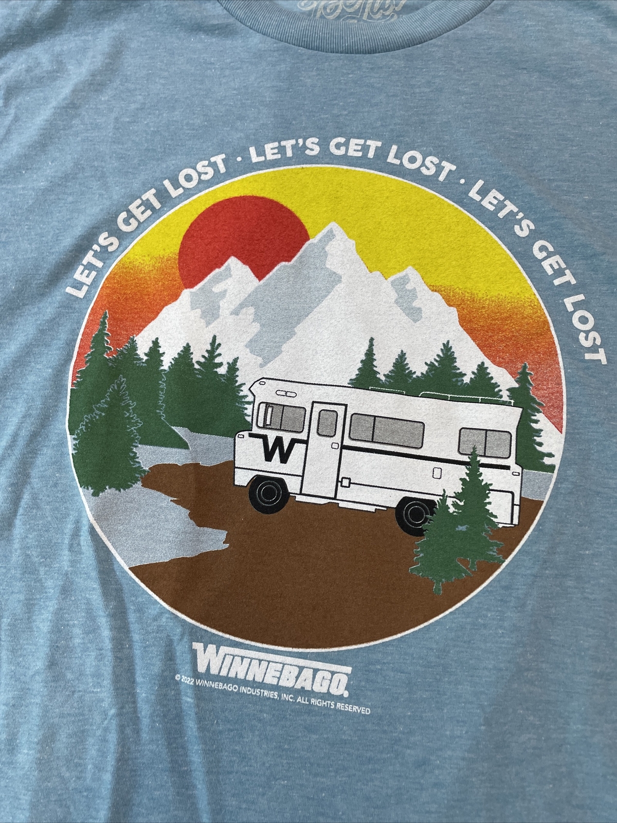 Winnebago Mens RV Camping T Shirt Blue "Let's Get Lost" Motorhome Size 3X Lg New gallery
