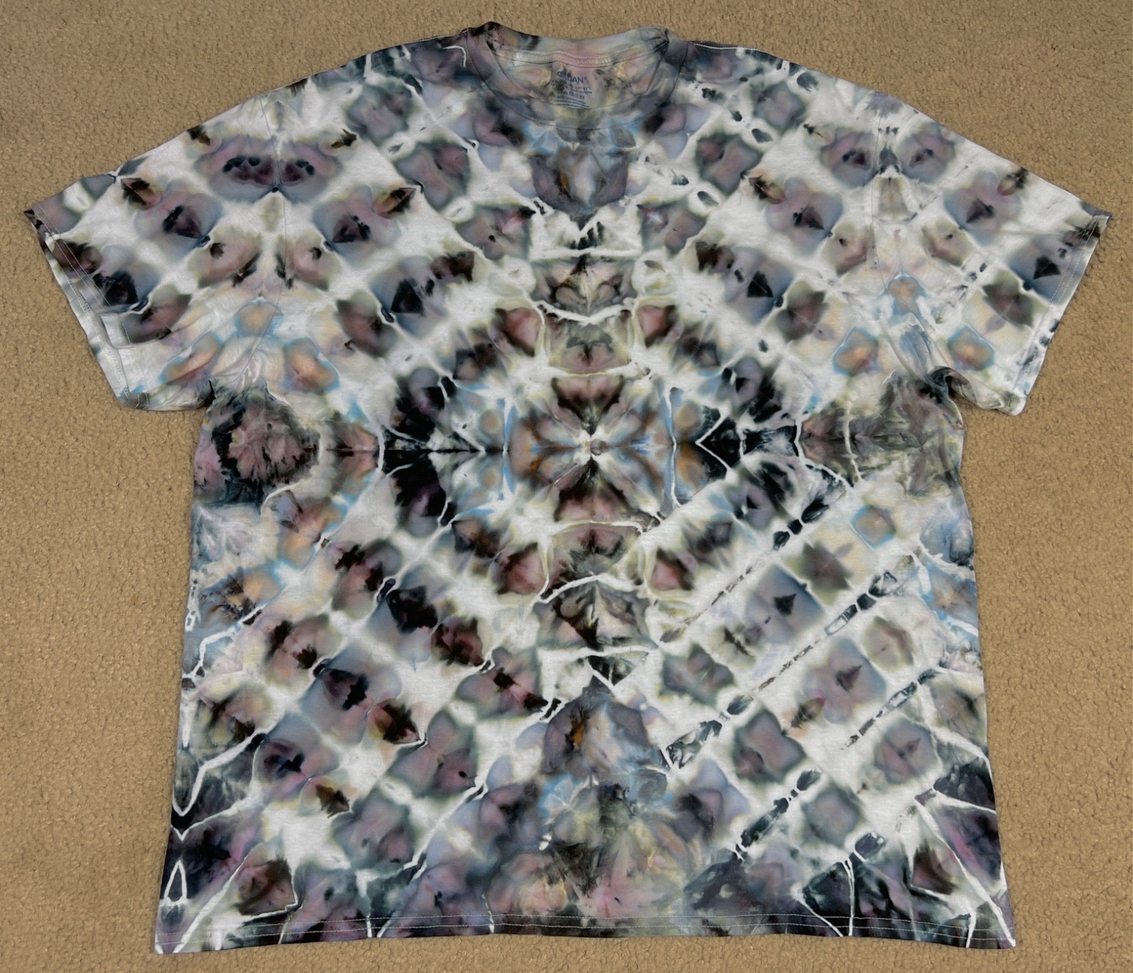 Handmade Ice Tie Dye T-Shirt 2XL Mens Womens Soft Cotton Black Grey Glitch gallery