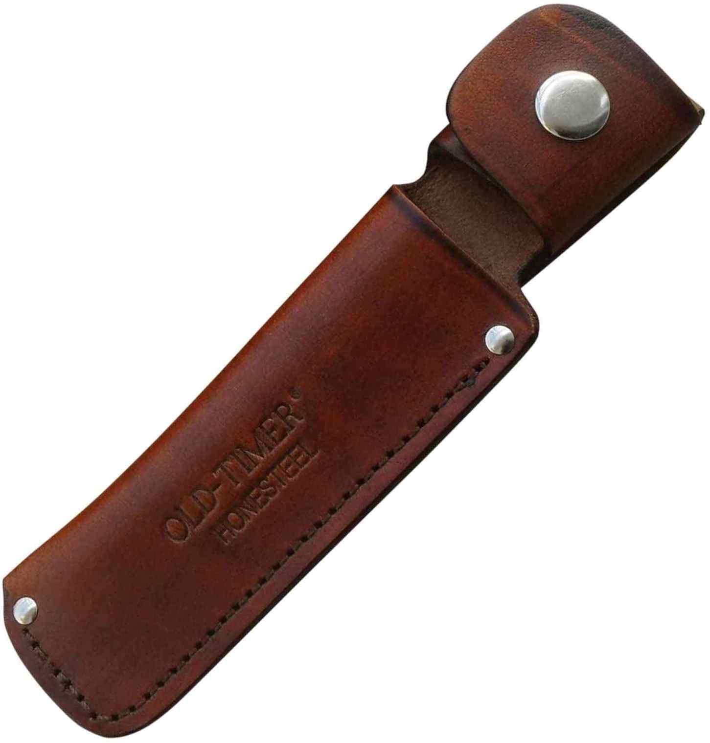 Schrade Old Timer Hone A3 Steel Stone With Leather Lanyard and Brown Sheath HS1