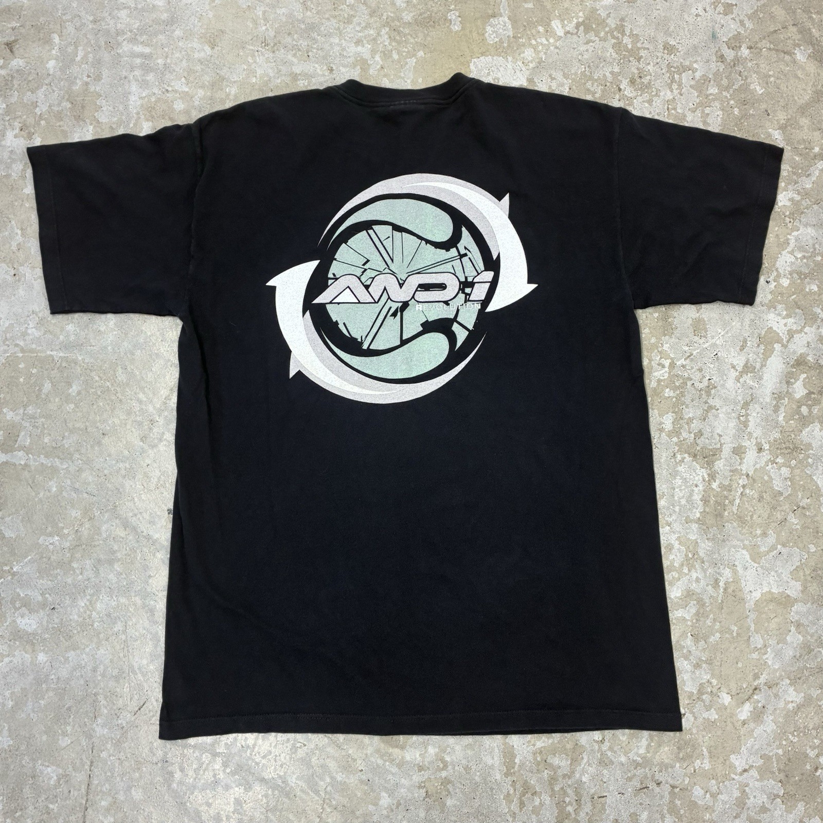 Vintage And1 Basketball Shirt Mens Large Black Made USA Double Sided Graphic Y2K gallery