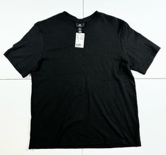 H&M Men’s Medium Ribbed Knit Loose Fit Coupe Ample Solid Black T-Shirt NWT