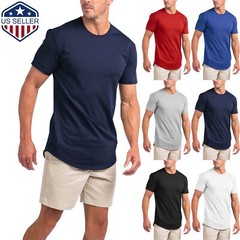 Men Basic T SHIRT Extended Long Elongated Fashion Casual Crew Neck Hipster Tee
