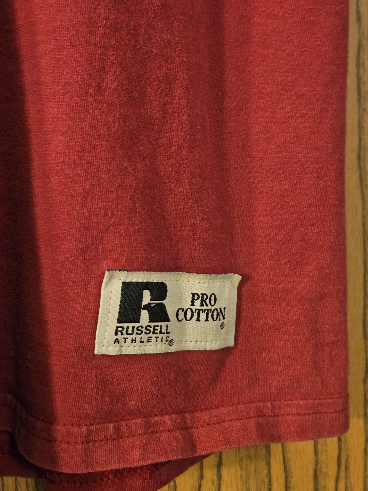 VTG 90s Russell Athletic Pro Cotton Pocket Blank T-Shirt Medium Boxy Faded Red gallery