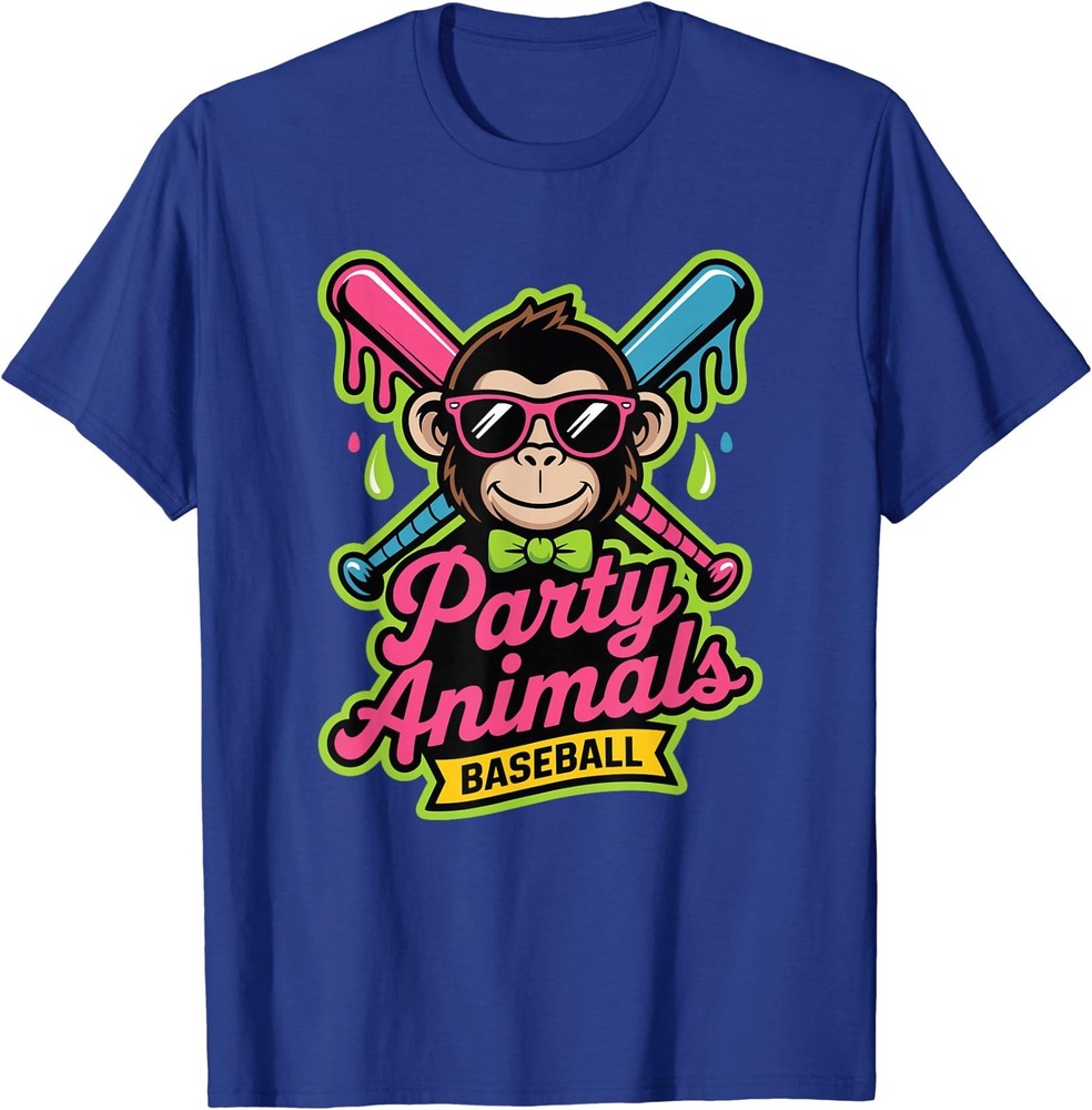 Party Animals Baseball Funny Monkey Vibrant Slime T-Shirt