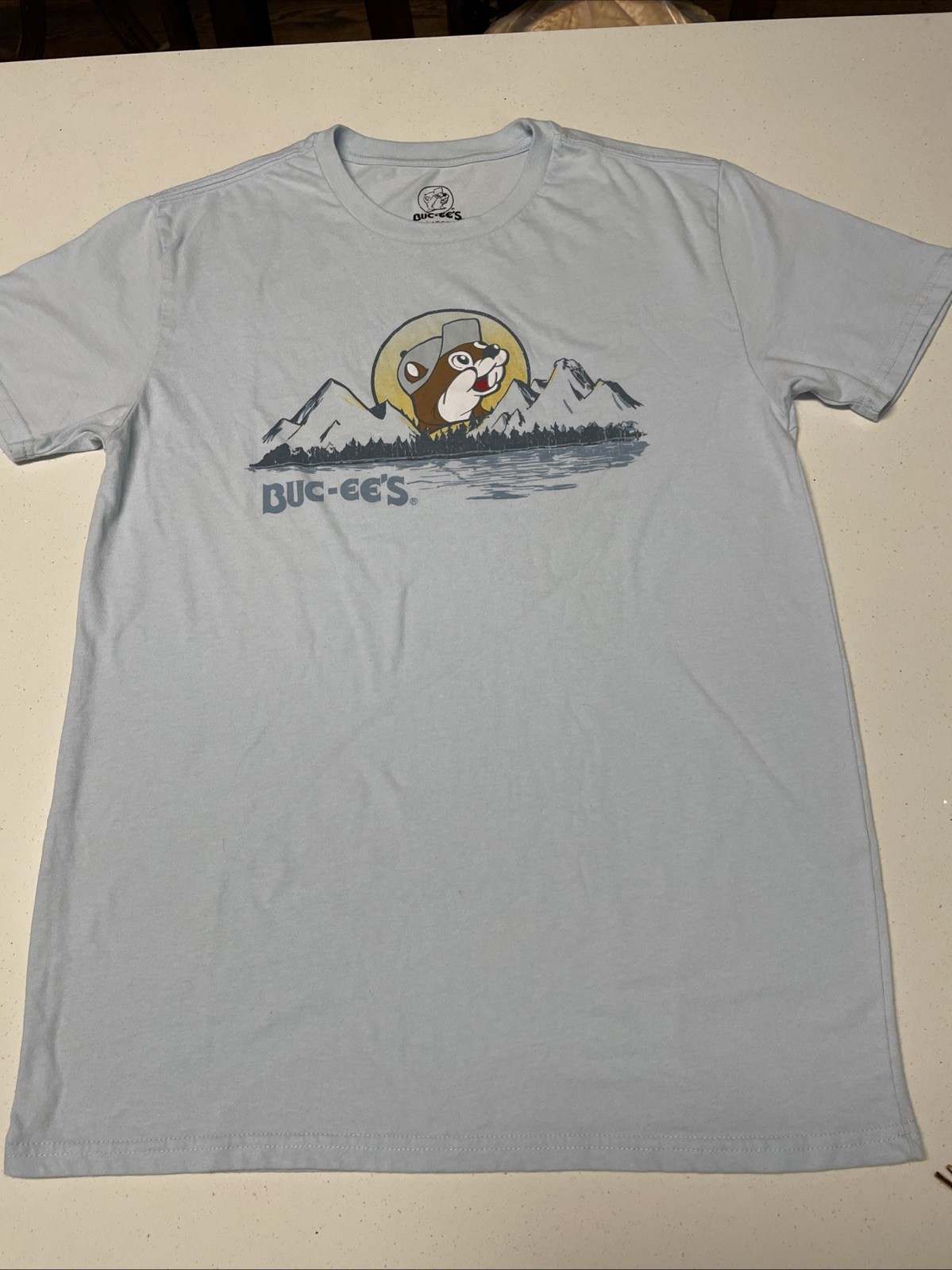 Buc-ee’s Blue Short Sleeve Men’s Size Large T-Shirt Graphic Tee Cotton Blend