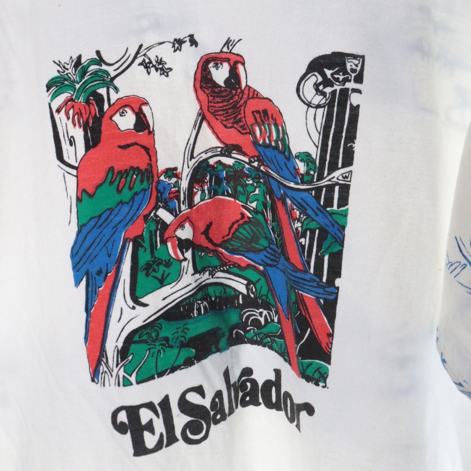 Vintage El Salvador Parrot Graphic Tee T-Shirt 100% Cotton Single Stitch XL gallery