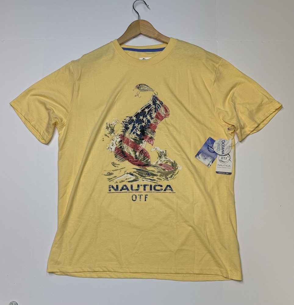 Nautica OTF Graphic Tee Piña Colada Men’s Size XL Short Sleeve Fishing NWT