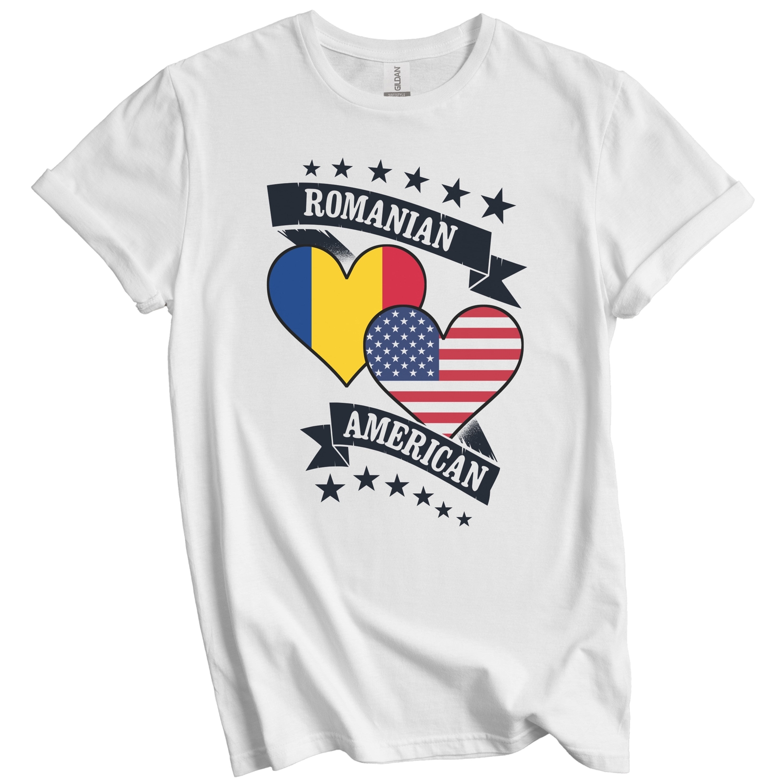 Romanian American Heart Flags Romania America T-Shirt