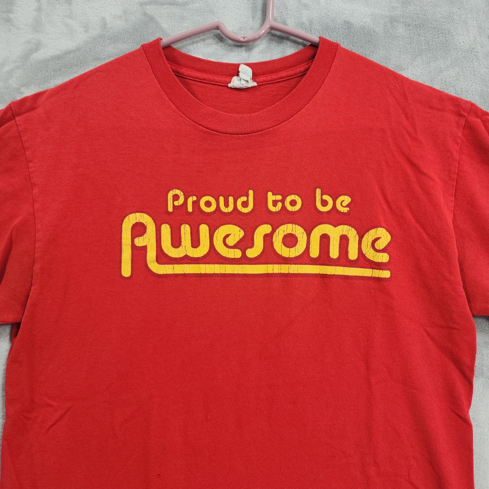 Vintage Delta Pro Weight Tee Mens M Red Proud To Be Awesome Graphic Funny Casual gallery